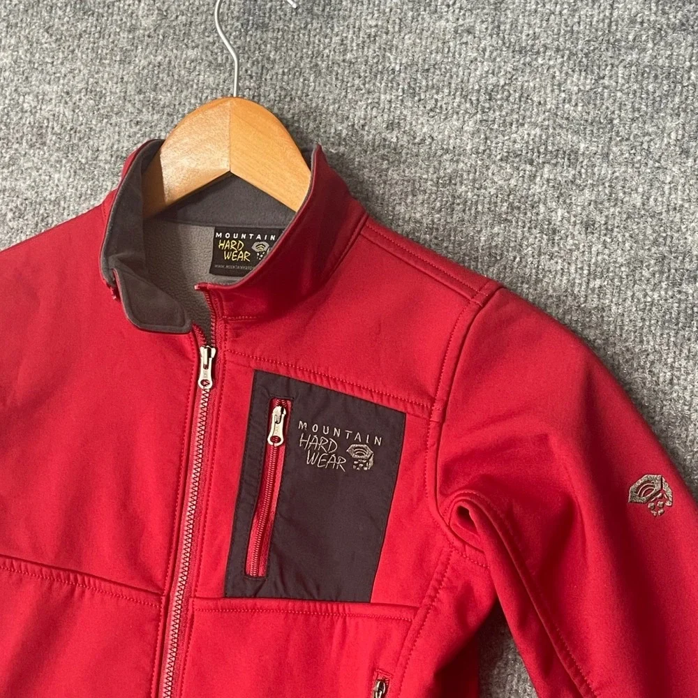 Mountain Hardwear Youth XS Red Softshell Fleece Lined Full Zip Jacket Outdoors